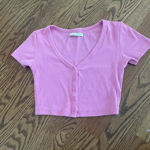 pink pull and bear ribbed top